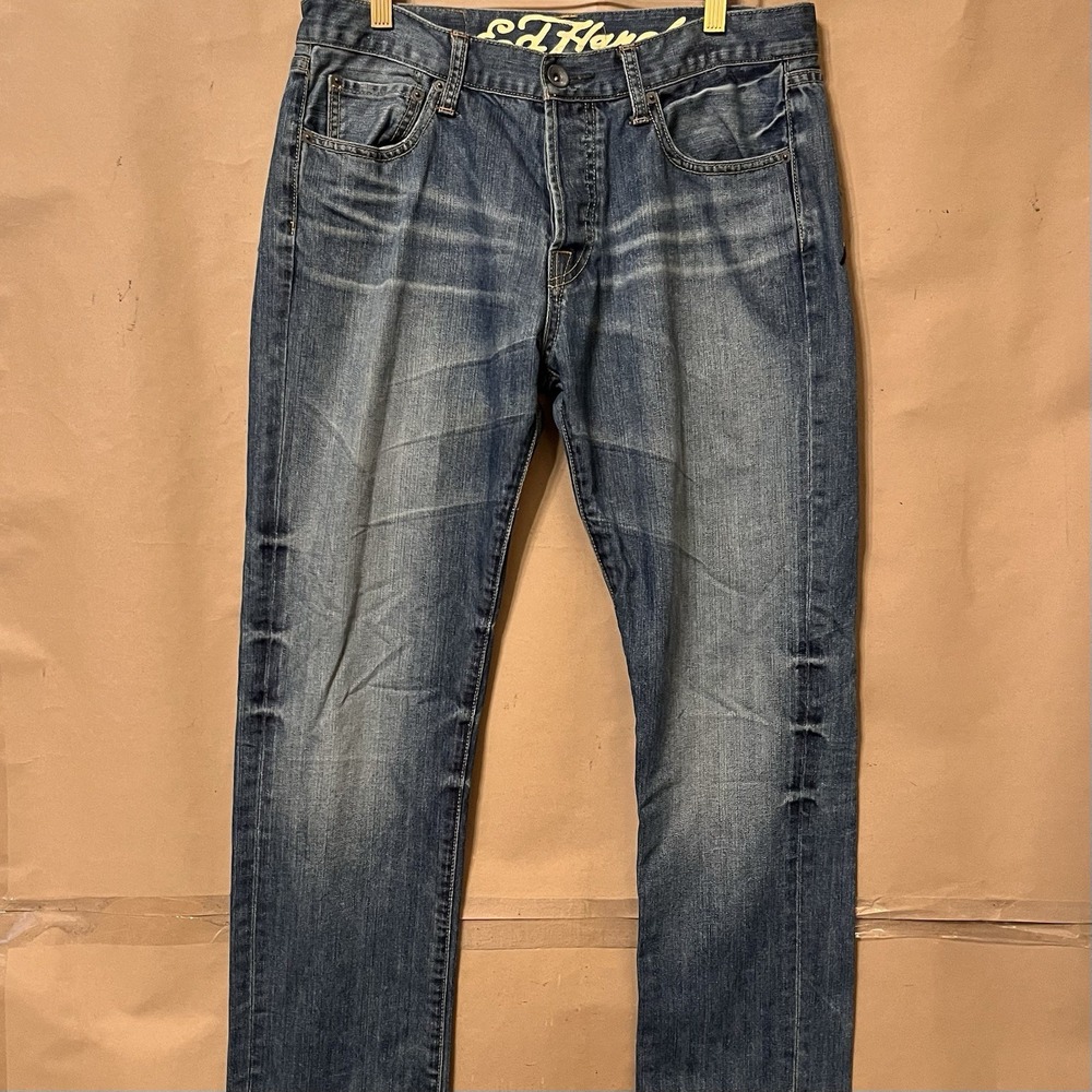 Ed Hardy Christian Audigier Men's Jeans 32x32 Dragon Snake Distressed Blue